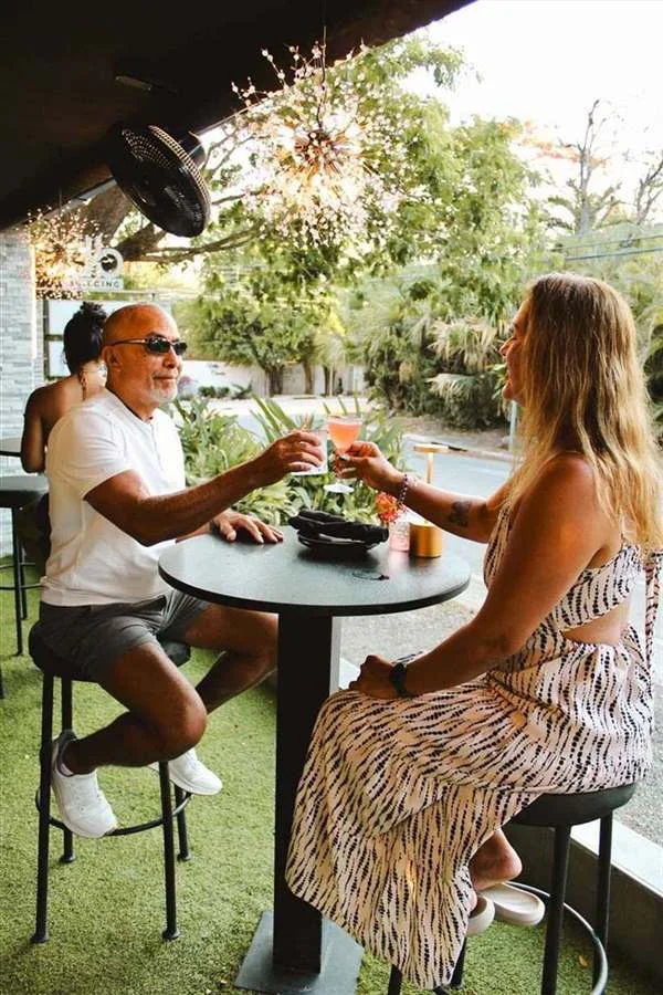 Guests toasting in the garden
